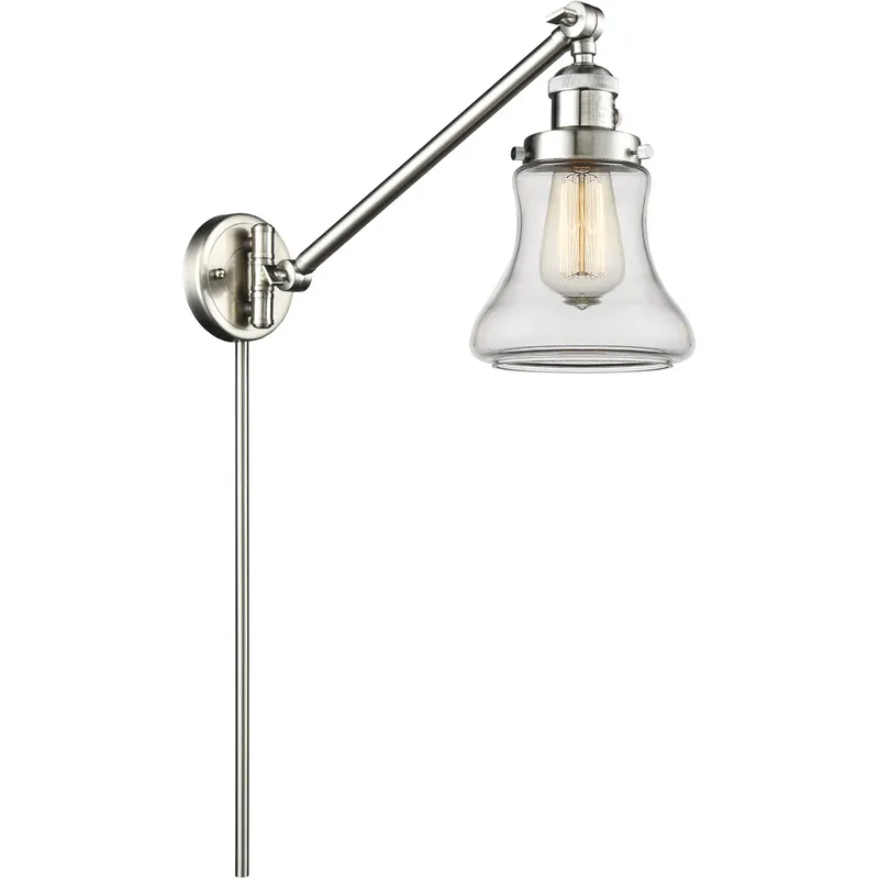 Bellmont 35 inch 3.5 watt Satin Nickel Swing Arm Wall Light in Clear Glass, Franklin Restoration