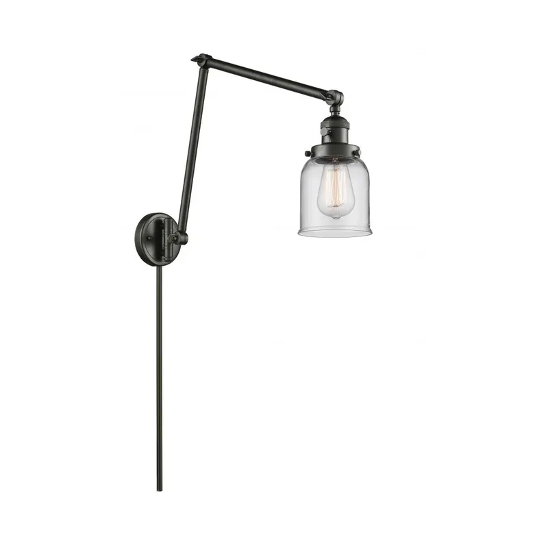 Small Bell 30 inch 60.00 watt Oil Rubbed Bronze Swing Arm Wall Light, Franklin Restoration