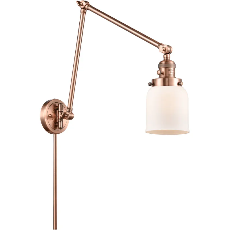 Small Bell 30 inch 60.00 watt Antique Copper Swing Arm Wall Light, Franklin Restoration