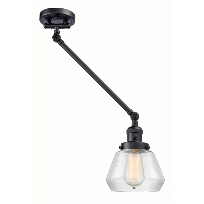 Fulton 35 inch 100 watt Matte Black Swing Arm Wall Light in Clear Glass, Franklin Restoration