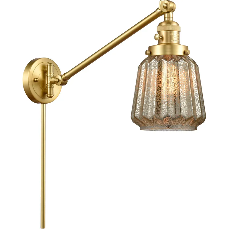 Chatham 35 inch 60.00 watt Satin Gold Swing Arm Wall Light, Franklin Restoration