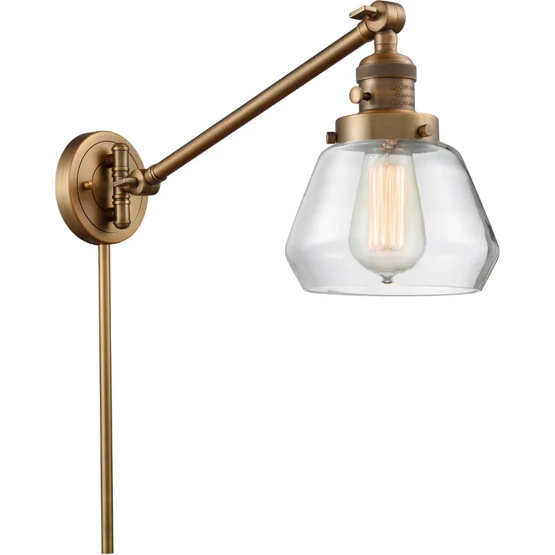 Fulton 35 inch 3.50 watt Brushed Brass Swing Arm Wall Light, Franklin Restoration