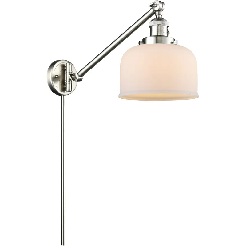 Large Bell 21 inch 60.00 watt Satin Nickel Swing Arm Wall Light, Franklin Restoration