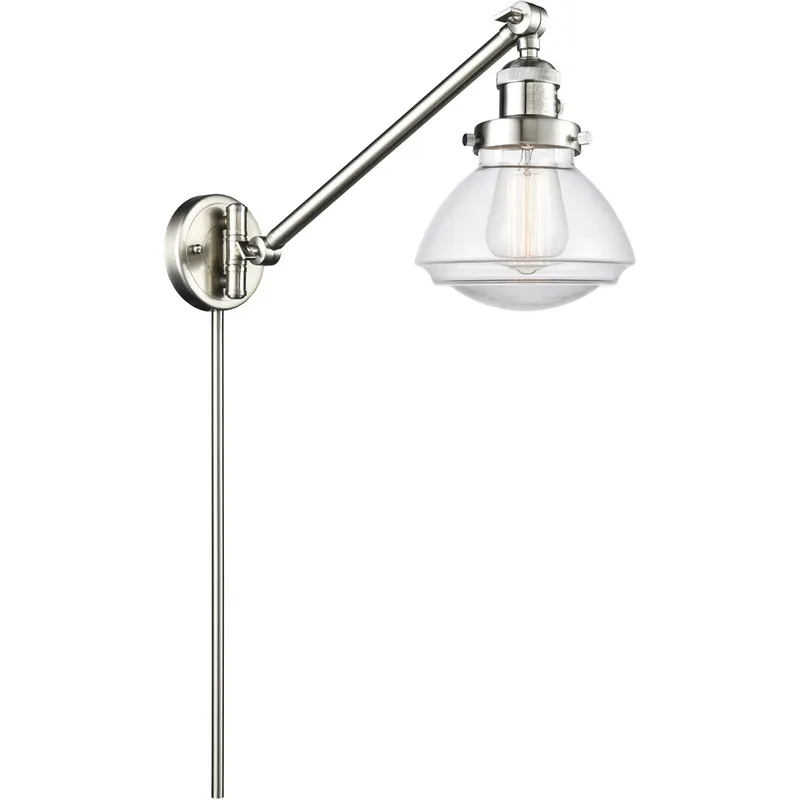 Olean 18 inch 3.50 watt Satin Nickel Swing Arm Wall Light, Franklin Restoration