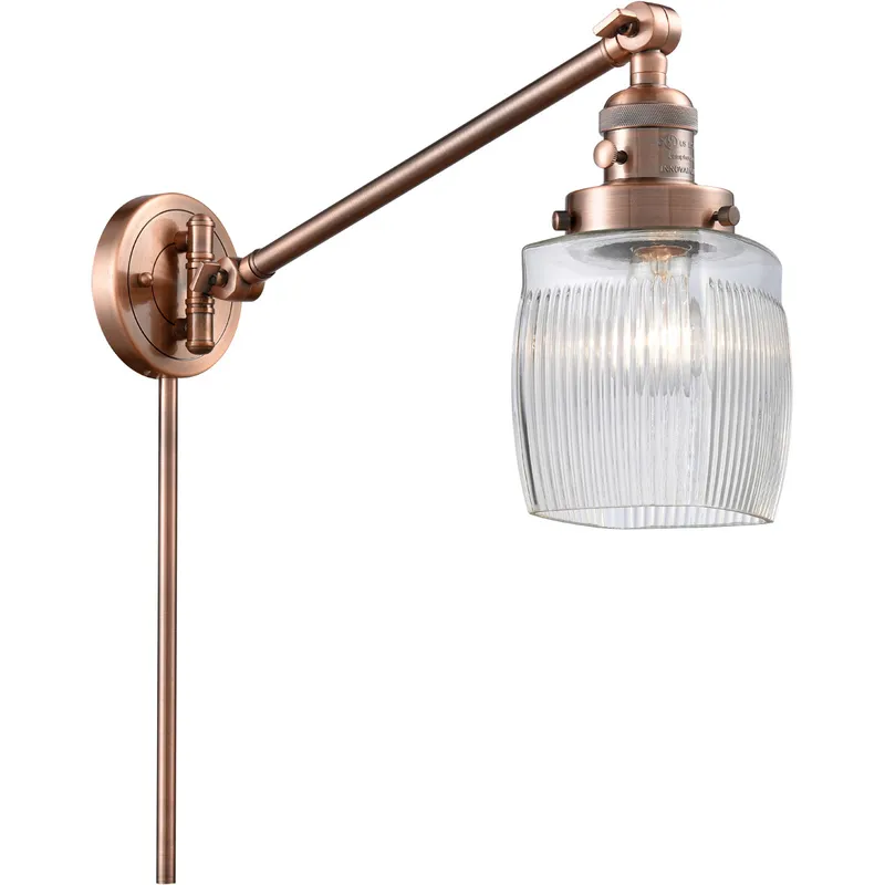 Colton 30 inch 3.50 watt Antique Copper Swing Arm Wall Light, Franklin Restoration