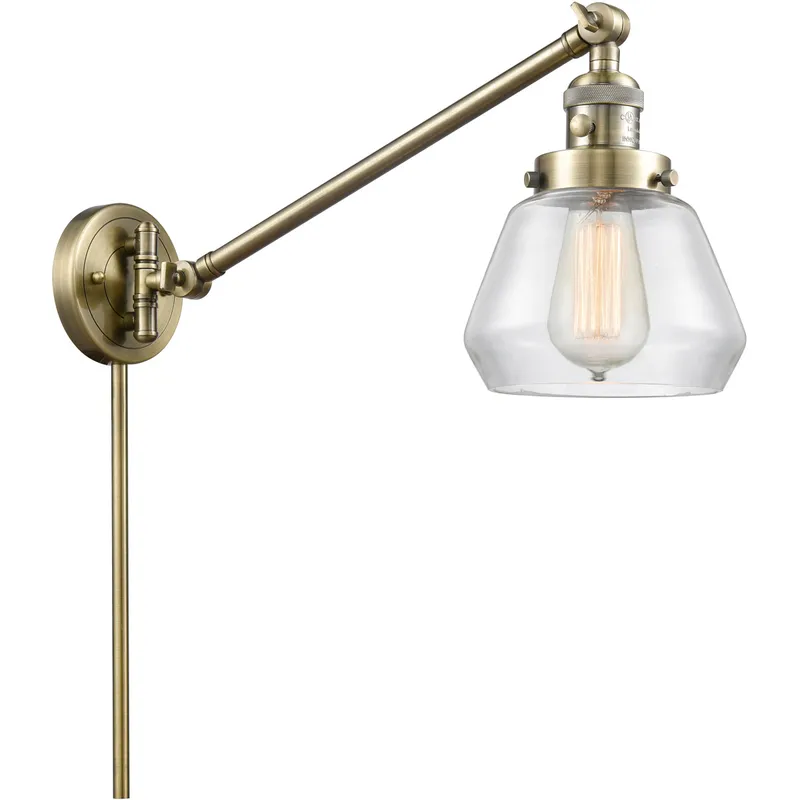 Fulton 35 inch 3.50 watt Antique Brass Swing Arm Wall Light, Franklin Restoration
