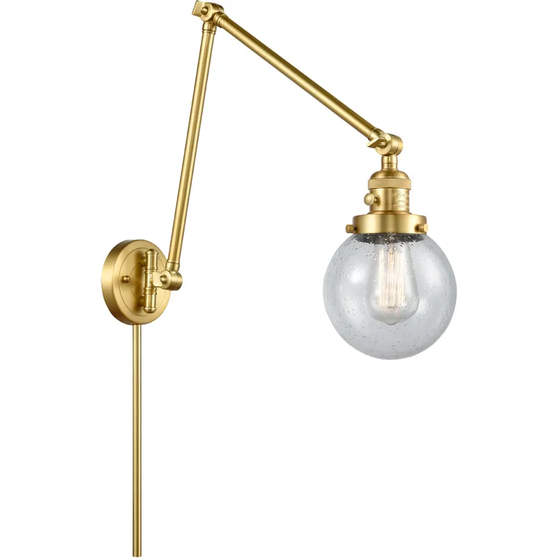 Beacon 30 inch 60.00 watt Satin Gold Swing Arm Wall Light, Franklin Restoration