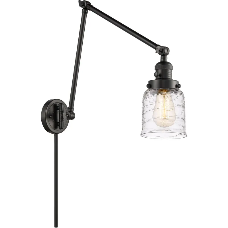 Franklin Restoration Bell 30 inch 60.00 watt Matte Black Swing Arm Wall Light