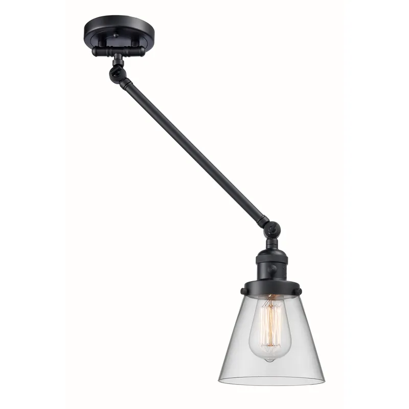 Small Cone 21 inch 60.00 watt Matte Black Swing Arm Wall Light, Franklin Restoration