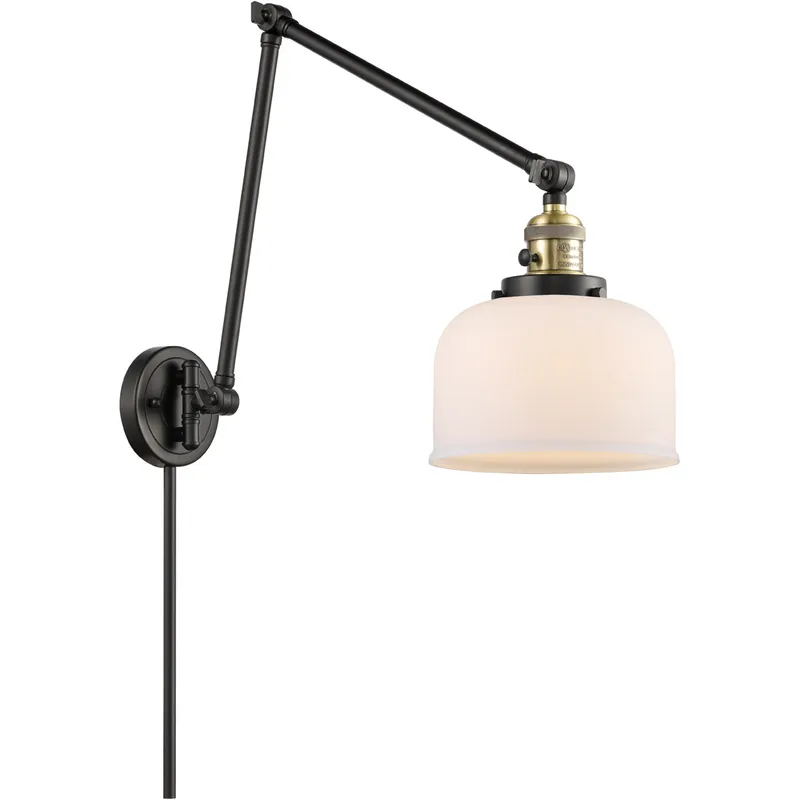 Large Bell 30 inch 3.50 watt Black Antique Brass Swing Arm Wall Light, Franklin Restoration