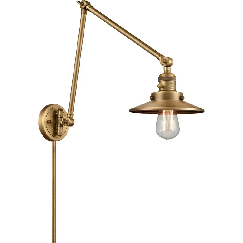 Railroad 30 inch 3.50 watt Brushed Brass Swing Arm Wall Light, Franklin Restoration
