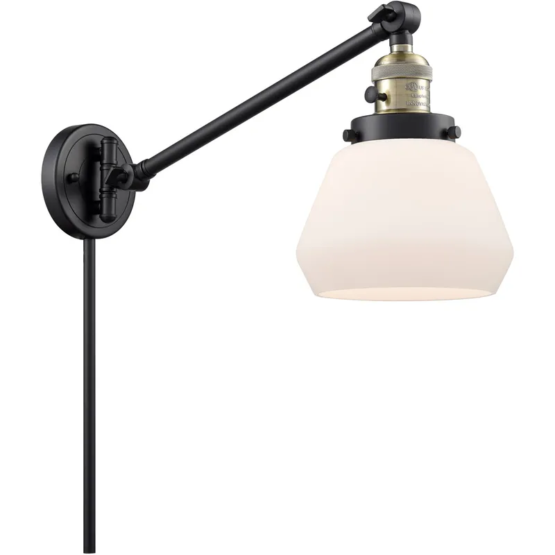 Fulton 35 inch 3.50 watt Black Antique Brass Swing Arm Wall Light, Franklin Restoration