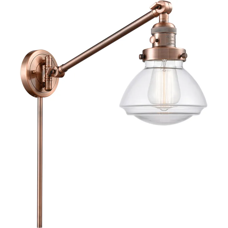 Olean 18 inch 60.00 watt Antique Copper Swing Arm Wall Light, Franklin Restoration
