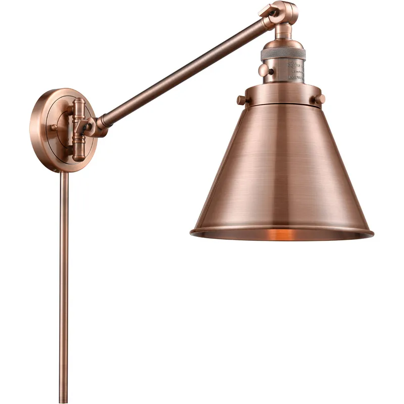 Appalachian 18 inch 3.5 watt Antique Copper Swing Arm Wall Light, Franklin Restoration