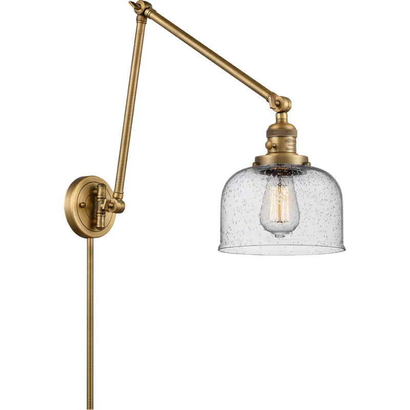 Large Bell 30 inch 3.50 watt Brushed Brass Swing Arm Wall Light, Franklin Restoration