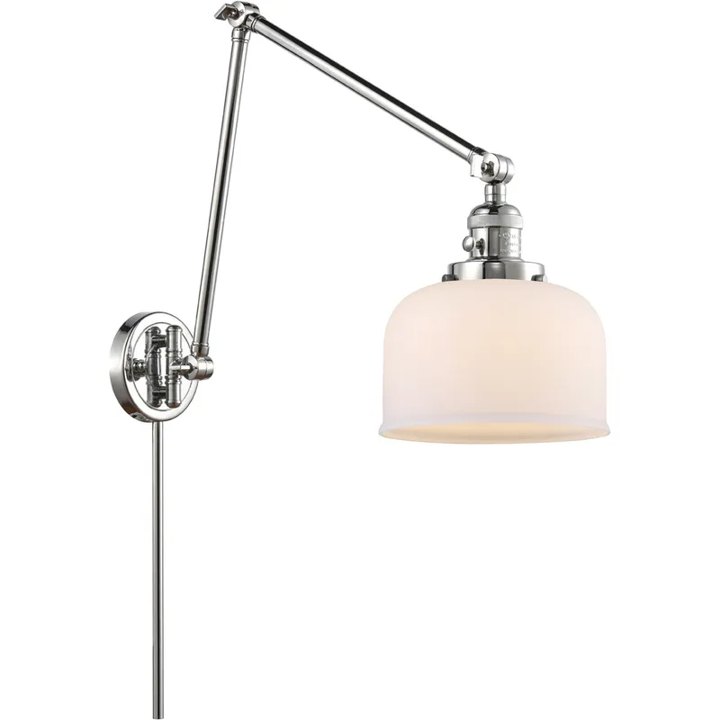 Large Bell 30 inch 3.50 watt Polished Chrome Swing Arm Wall Light, Franklin Restoration