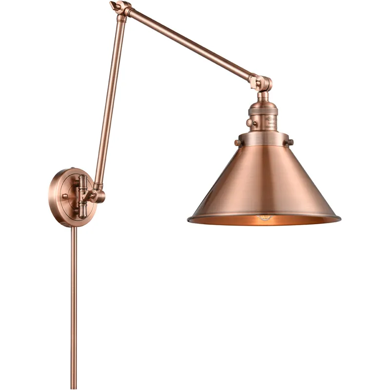 Briarcliff 30 inch 100 watt Antique Copper Swing Arm Wall Light, Franklin Restoration
