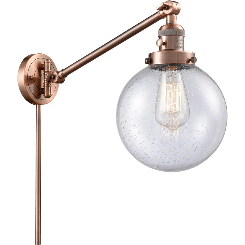 Large Beacon 21 inch 60.00 watt Antique Copper Swing Arm Wall Light, Franklin Restoration