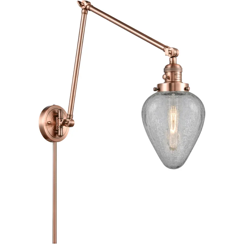Geneseo 30 inch 60 watt Antique Copper Swing Arm Wall Light, Franklin Restoration