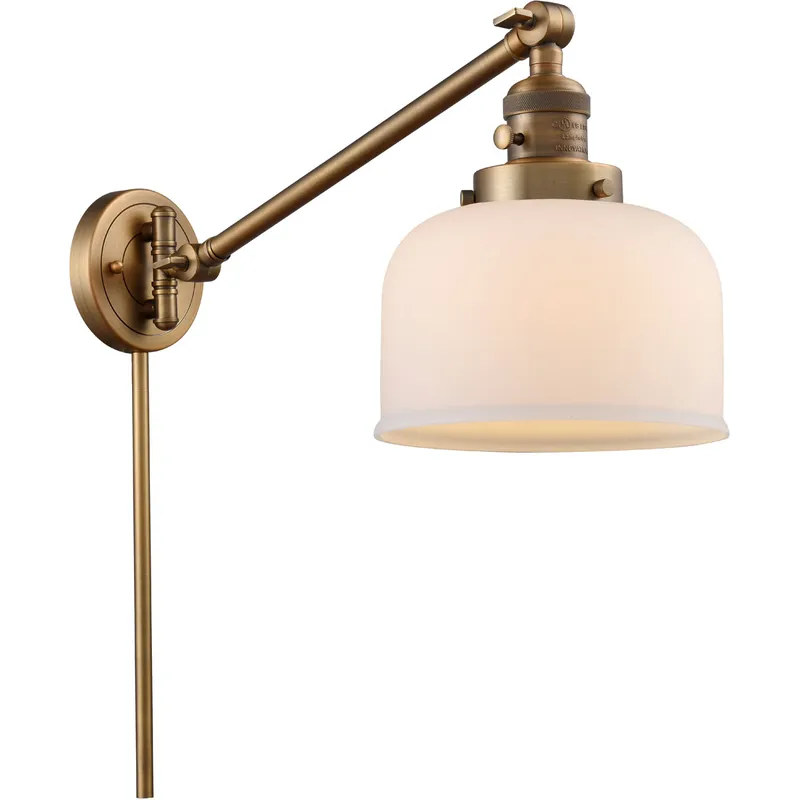 Large Bell 21 inch 60.00 watt Brushed Brass Swing Arm Wall Light, Franklin Restoration