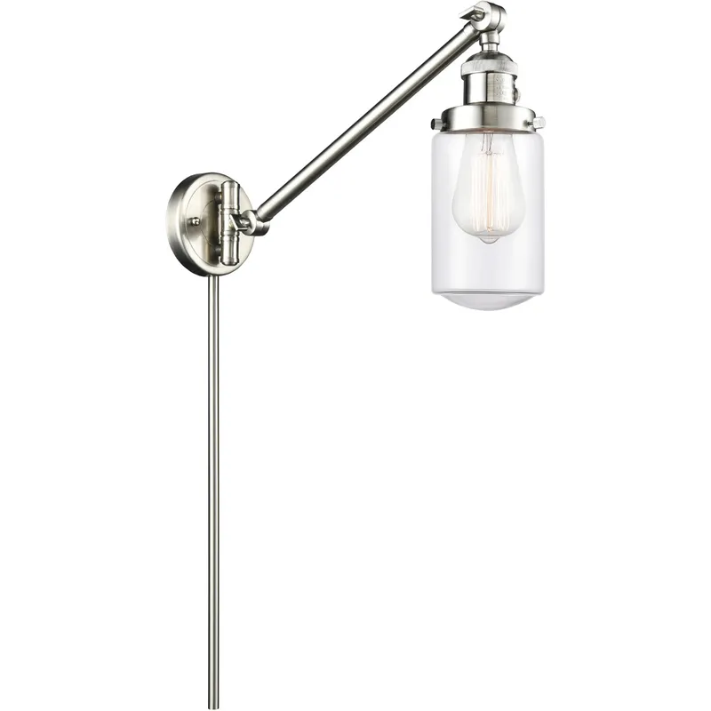 Dover 30 inch 3.50 watt Satin Nickel Swing Arm Wall Light, Franklin Restoration