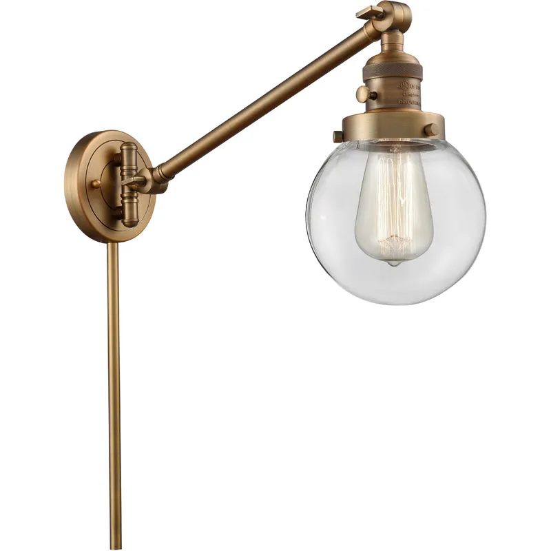Beacon 21 inch 60.00 watt Brushed Brass Swing Arm Wall Light, Franklin Restoration
