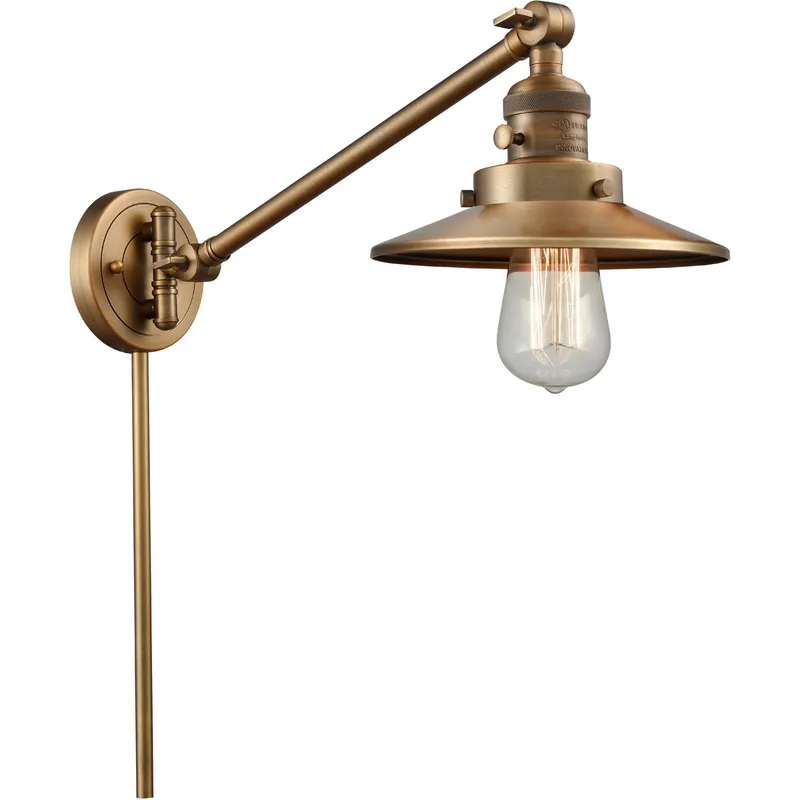 Railroad 21 inch 3.50 watt Brushed Brass Swing Arm Wall Light, Franklin Restoration