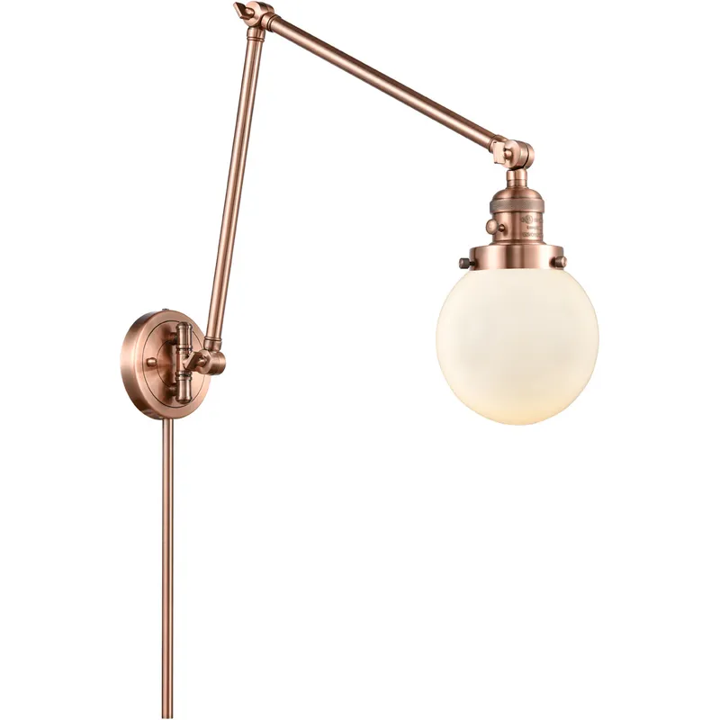 Beacon 30 inch 60.00 watt Antique Copper Swing Arm Wall Light, Franklin Restoration