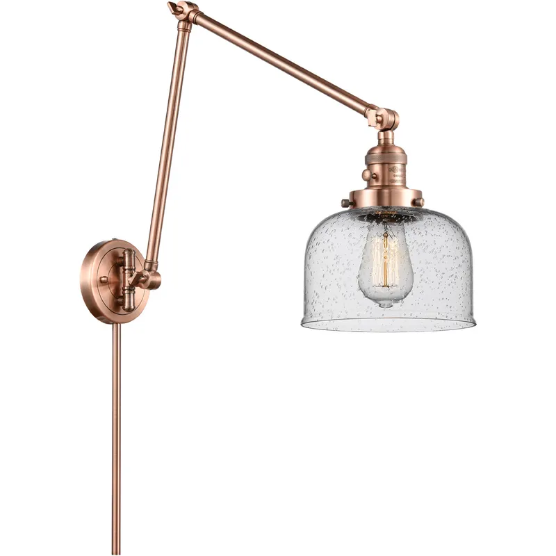 Large Bell 30 inch 3.50 watt Antique Copper Swing Arm Wall Light, Franklin Restoration