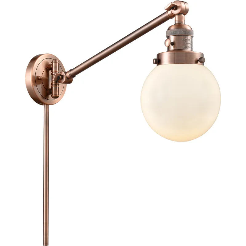 Beacon 21 inch 60.00 watt Antique Copper Swing Arm Wall Light, Franklin Restoration