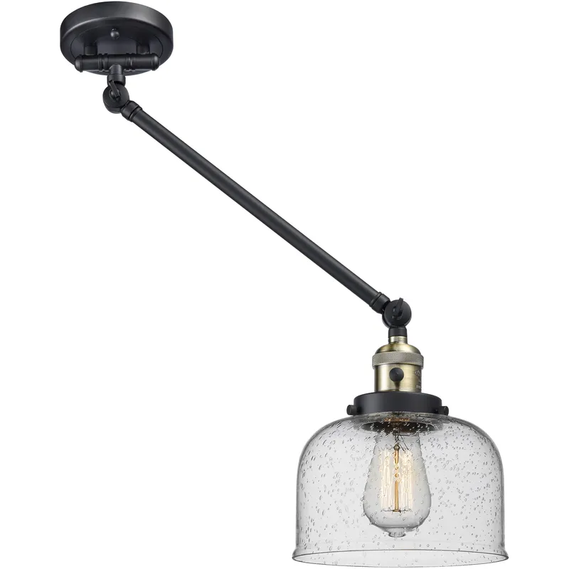 Large Bell 21 inch 60.00 watt Black Antique Brass Swing Arm Wall Light, Franklin Restoration