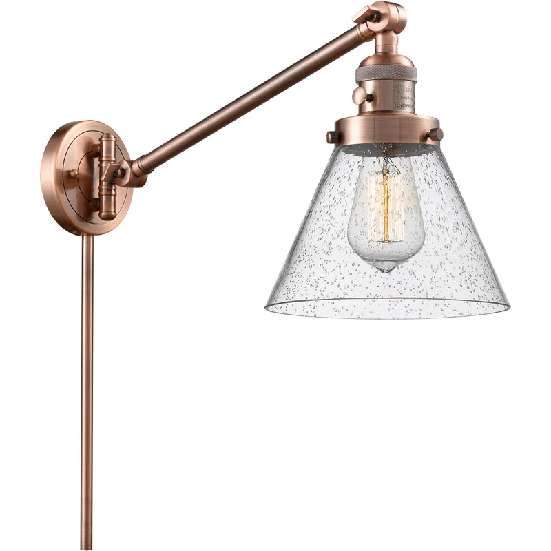 Large Cone 30 inch 60.00 watt Antique Copper Swing Arm Wall Light, Franklin Restoration