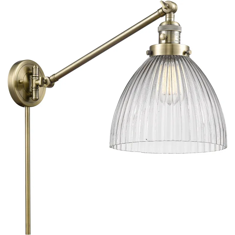Seneca Falls 18 inch 60.00 watt Antique Brass Swing Arm Wall Light, Franklin Restoration
