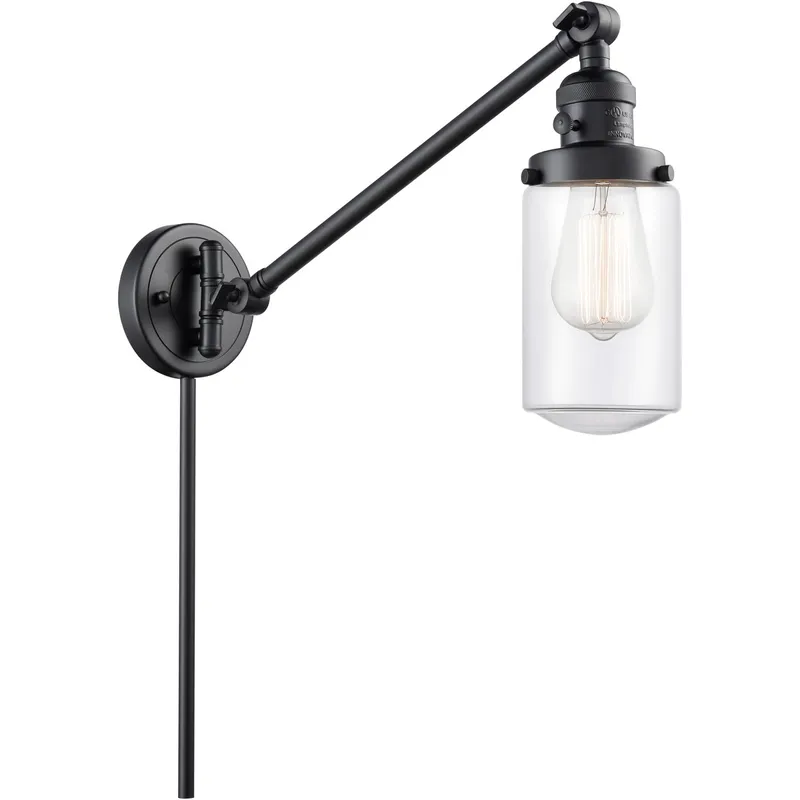 Dover 30 inch 3.50 watt Matte Black Swing Arm Wall Light, Franklin Restoration