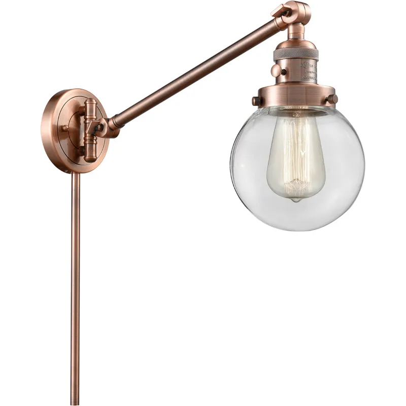 Beacon 21 inch 60.00 watt Antique Copper Swing Arm Wall Light, Franklin Restoration