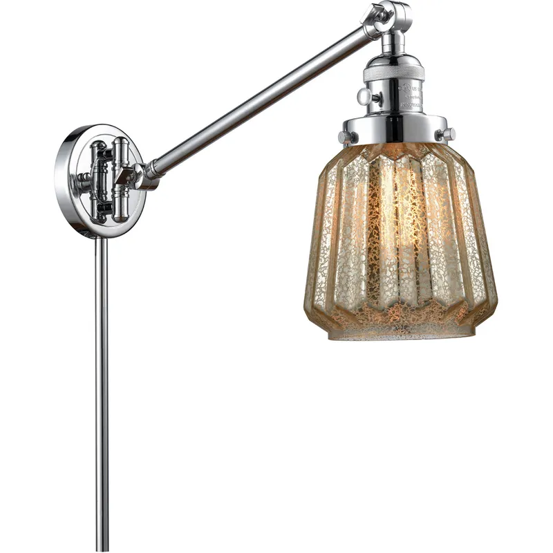 Chatham 35 inch 60.00 watt Polished Chrome Swing Arm Wall Light, Franklin Restoration