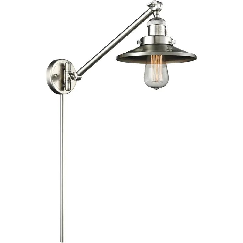 Railroad 21 inch 3.50 watt Satin Nickel Swing Arm Wall Light, Franklin Restoration