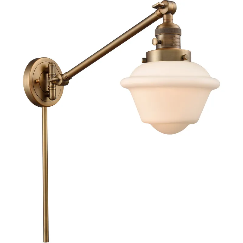 Small Oxford 30 inch 60.00 watt Brushed Brass Swing Arm Wall Light, Franklin Restoration
