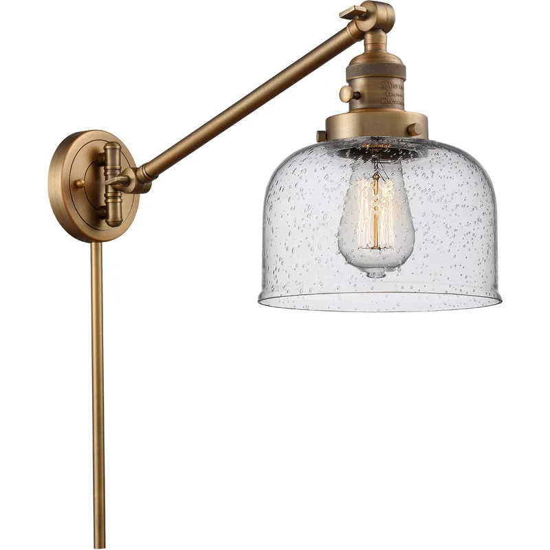 Large Bell 21 inch 60.00 watt Brushed Brass Swing Arm Wall Light, Franklin Restoration
