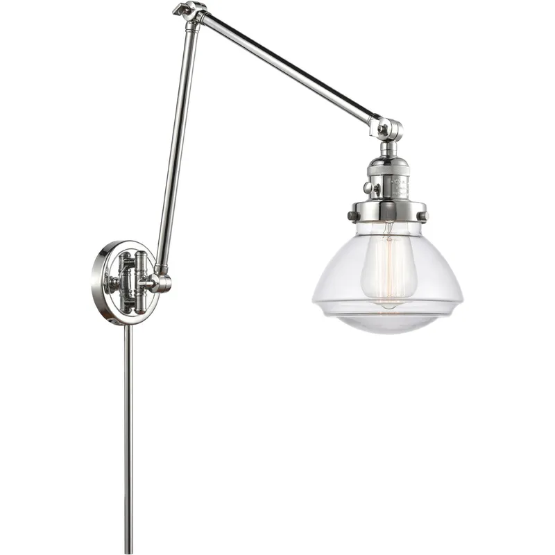 Olean 28.13 inch 100 watt Polished Chrome Swing Arm Wall Light in Clear Glass, Franklin Restoration