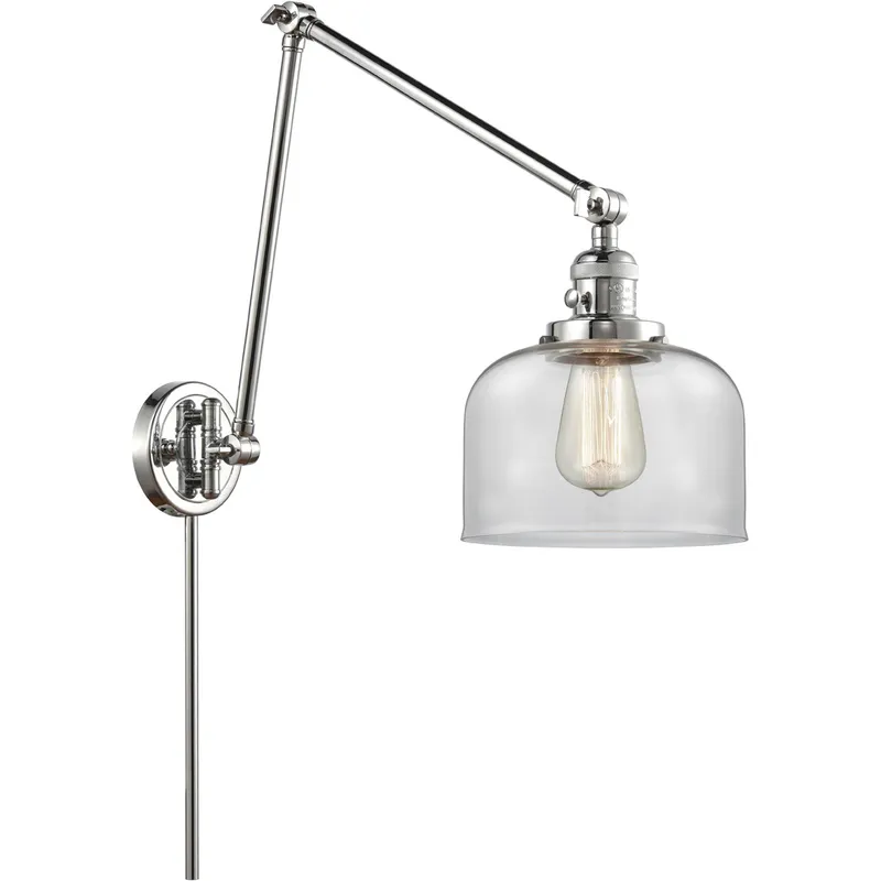 Large Bell 30 inch 3.50 watt Polished Chrome Swing Arm Wall Light, Franklin Restoration