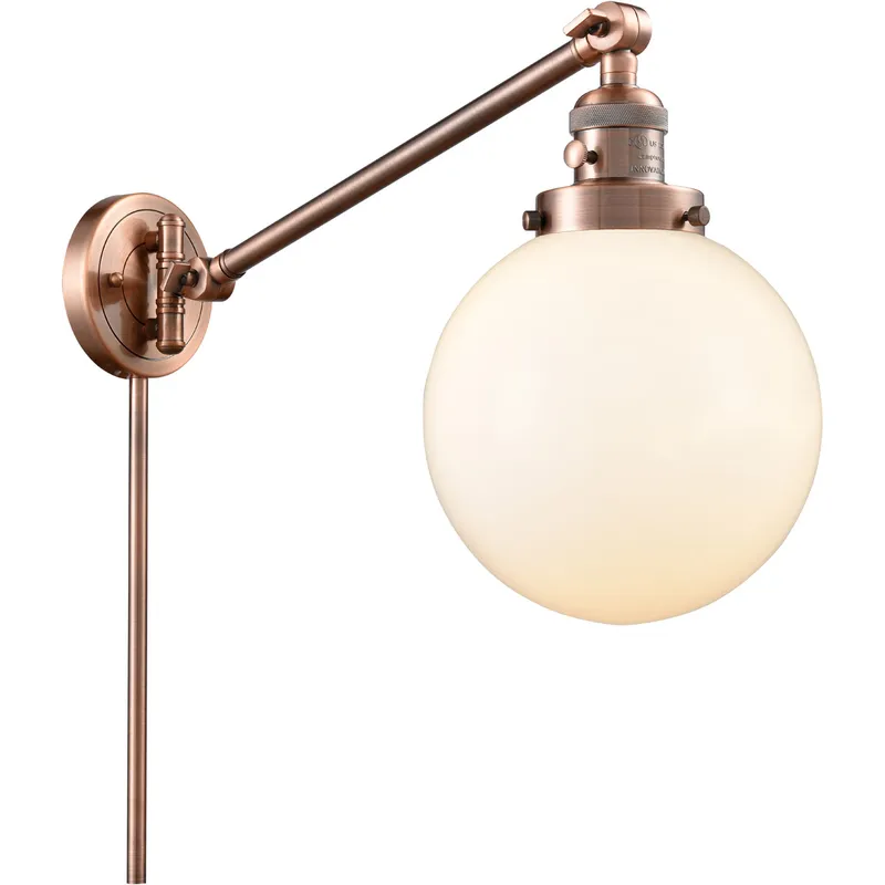 Large Beacon 21 inch 60.00 watt Antique Copper Swing Arm Wall Light, Franklin Restoration