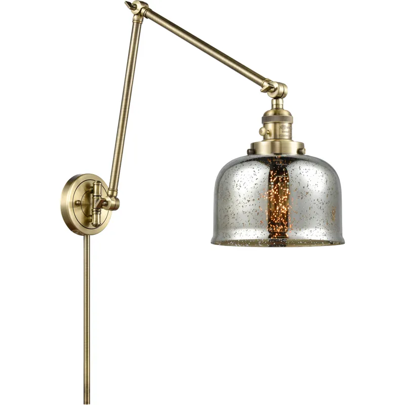 Large Bell 30 inch 3.50 watt Antique Brass Swing Arm Wall Light, Franklin Restoration