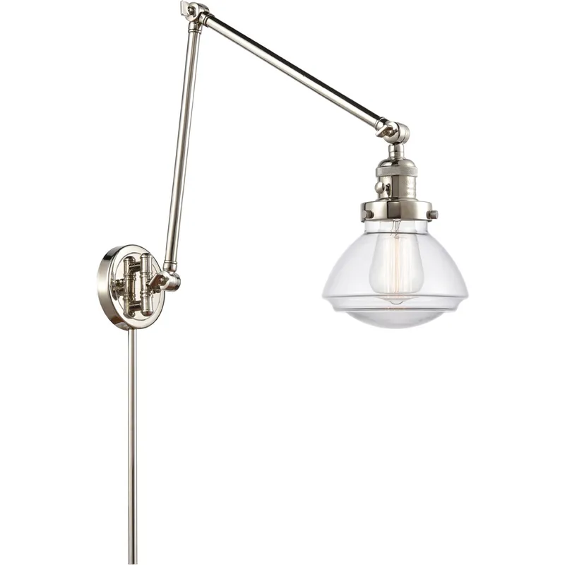 Olean 28.13 inch 100 watt Polished Nickel Swing Arm Wall Light in Clear Glass, Franklin Restoration