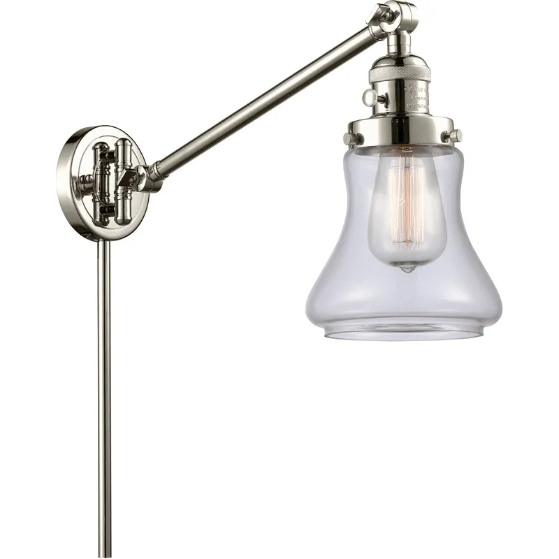 Bellmont 35 inch 3.5 watt Polished Nickel Swing Arm Wall Light in Clear Glass, Franklin Restoration