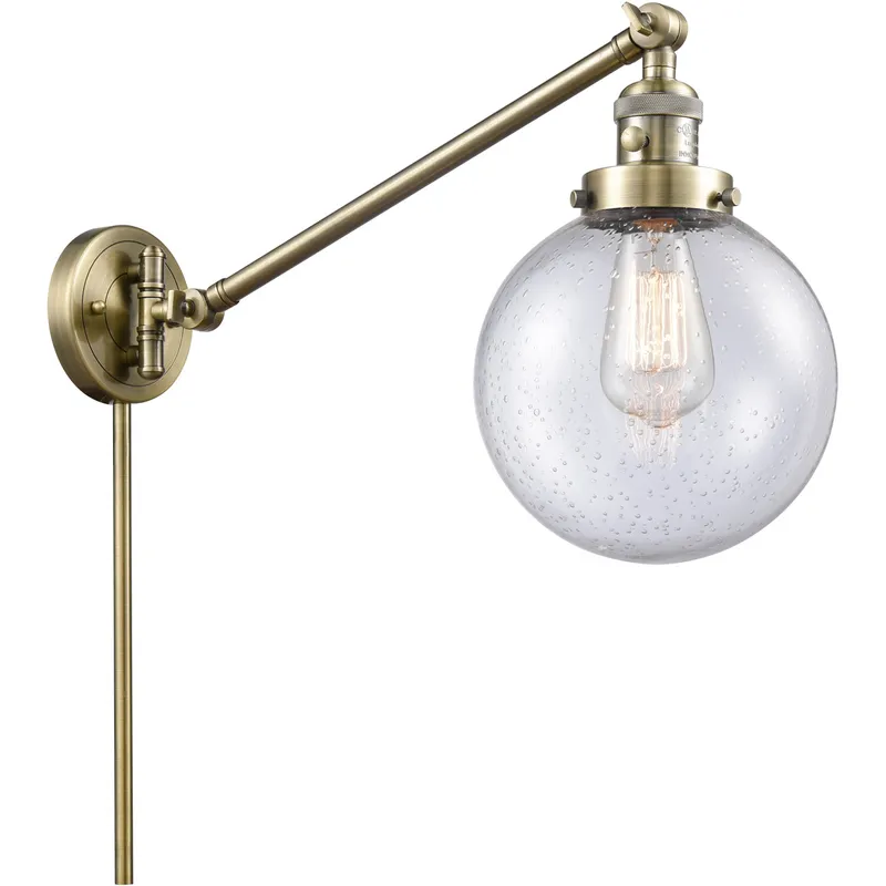 Large Beacon 21 inch 60.00 watt Antique Brass Swing Arm Wall Light, Franklin Restoration