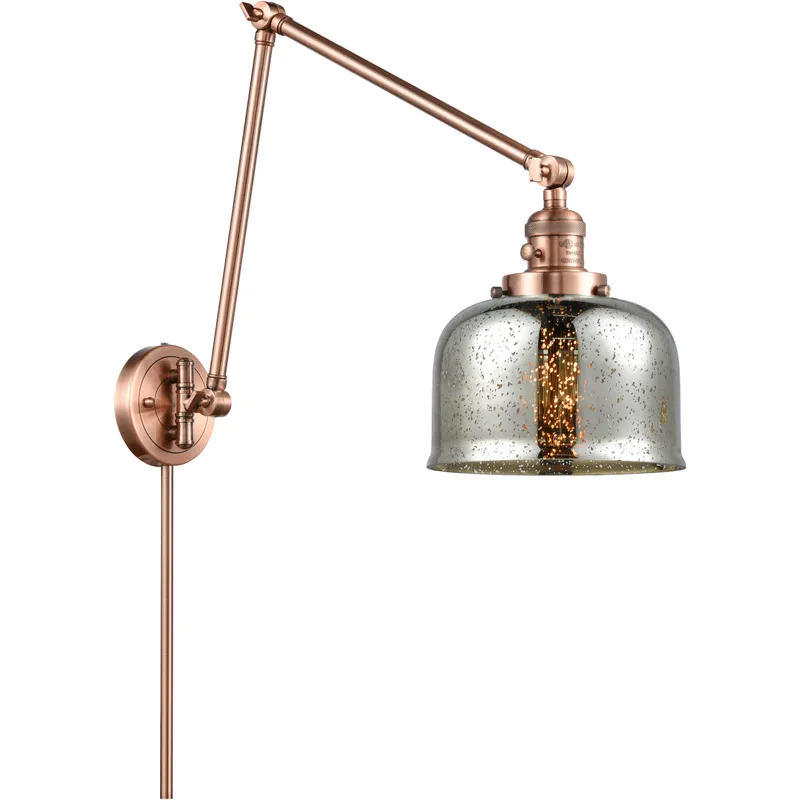 Large Bell 30 inch 3.50 watt Antique Copper Swing Arm Wall Light, Franklin Restoration