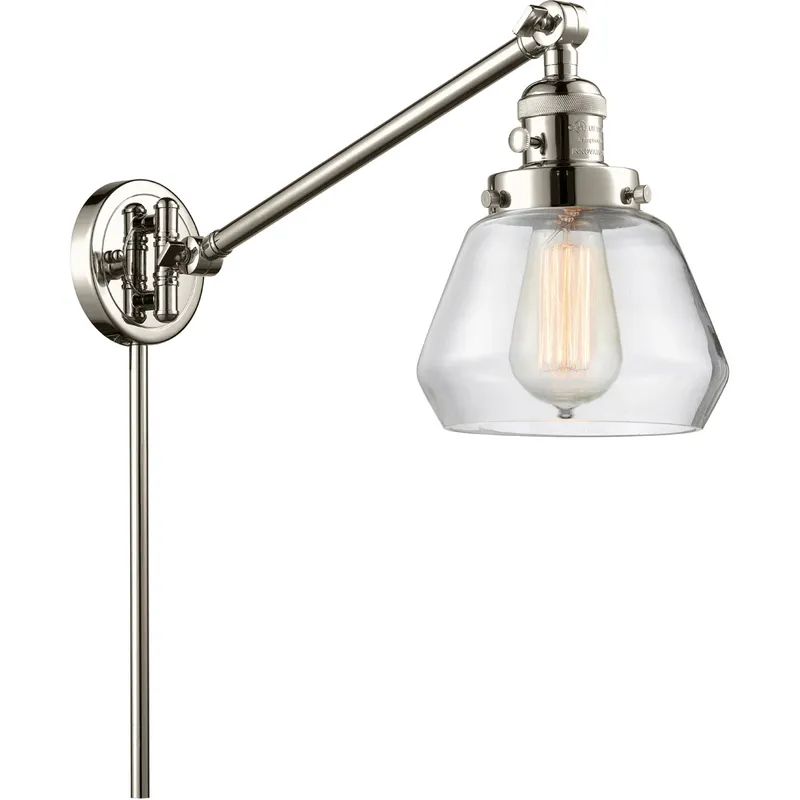 Fulton 35 inch 3.50 watt Polished Nickel Swing Arm Wall Light, Franklin Restoration
