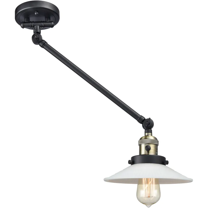 Halophane 21 inch 60.00 watt Black Antique Brass Swing Arm Wall Light, Franklin Restoration