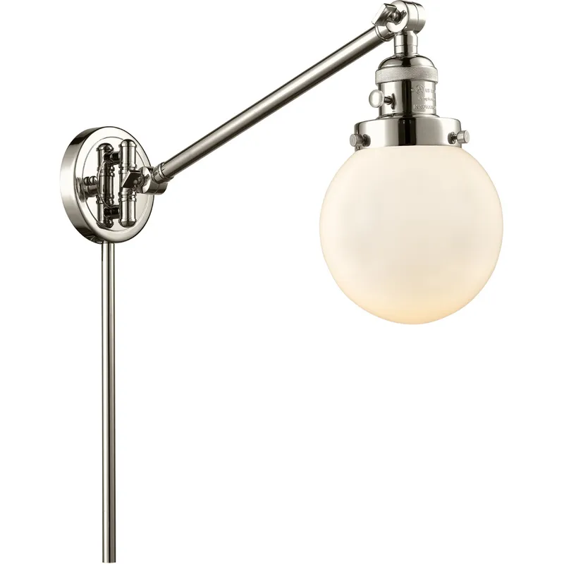 Beacon 21 inch 60.00 watt Polished Nickel Swing Arm Wall Light, Franklin Restoration
